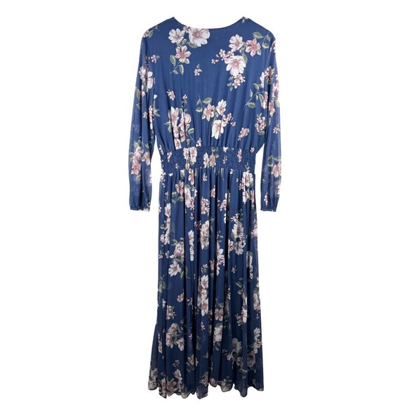 Kate & Lily floral sheer chiffon smocked boho dress‎ blue pink sz 2X - Picture 3 of 8